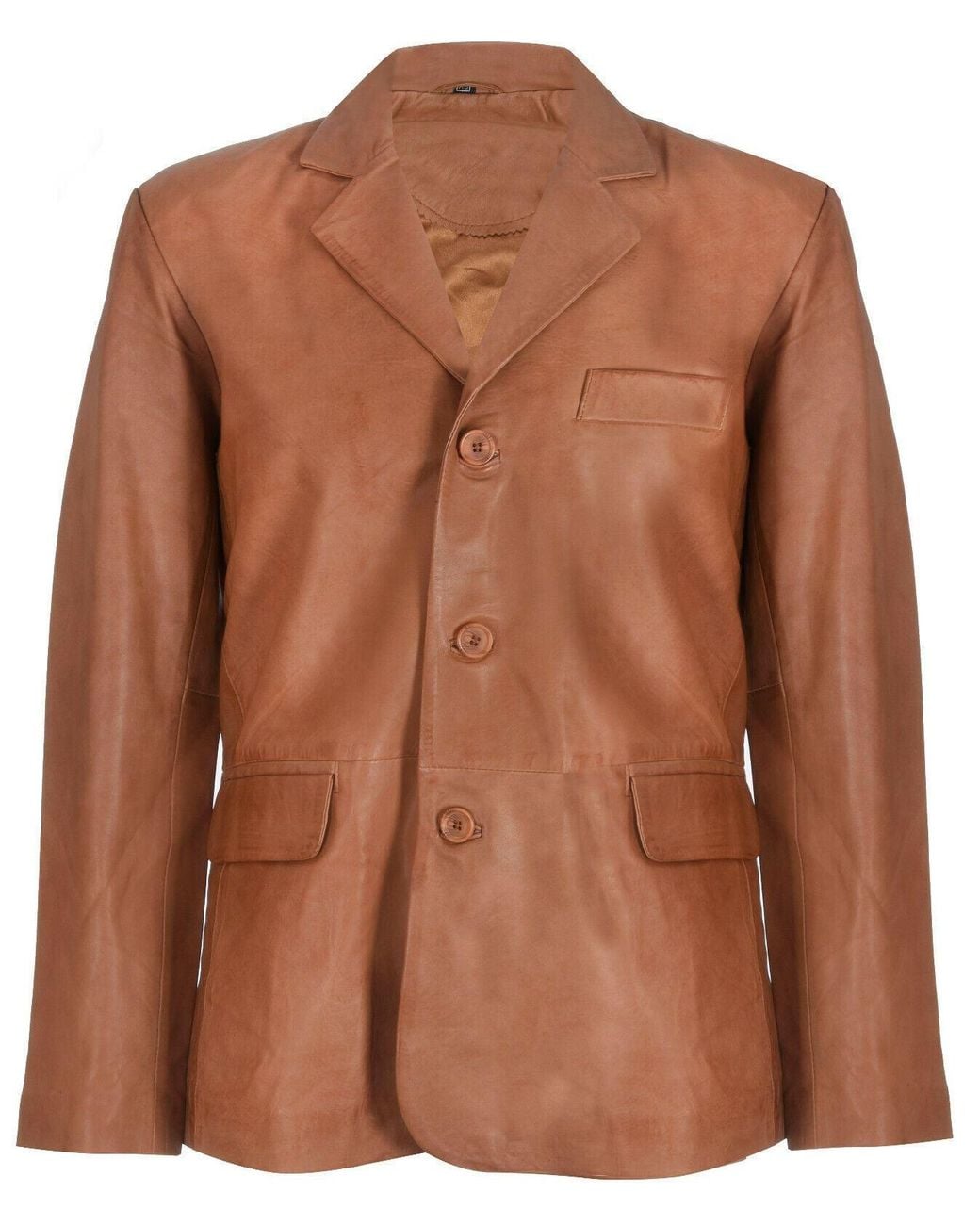 Infinity Leather Brown 3 Button Leather Blazer Jacket-Dubai for men