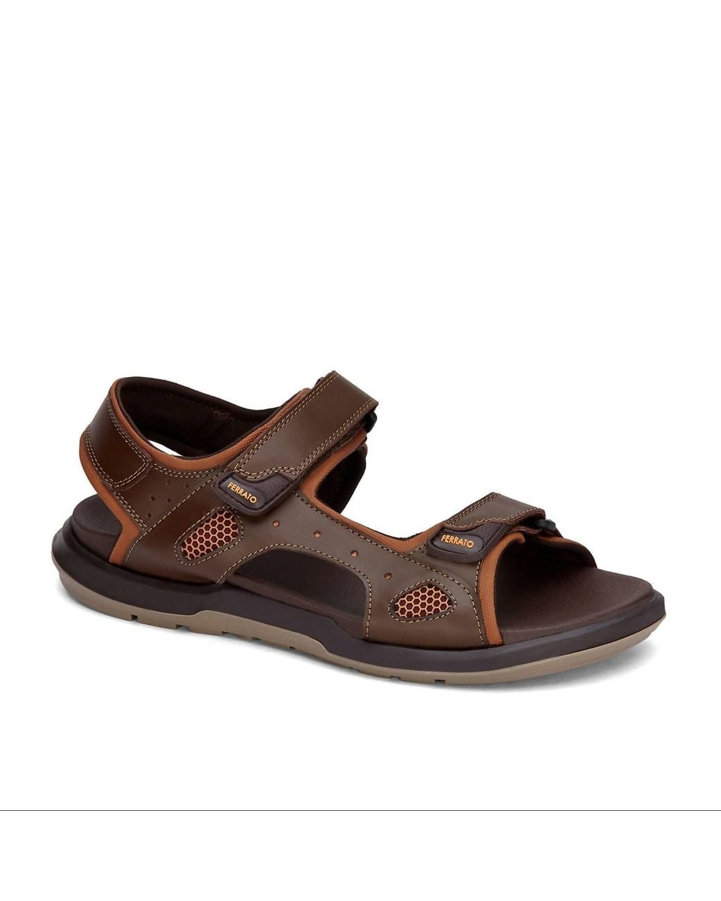 Ferrato Brown Leather Sandals for men