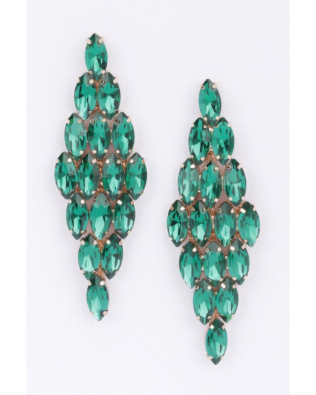 Fashnzfab Green Rhinestone Earring