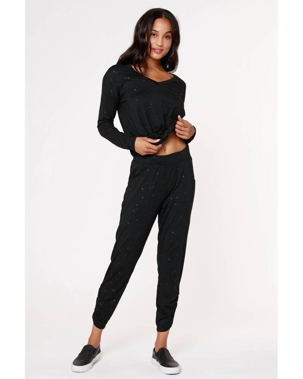 Bobi Black Galaxy Print Pant