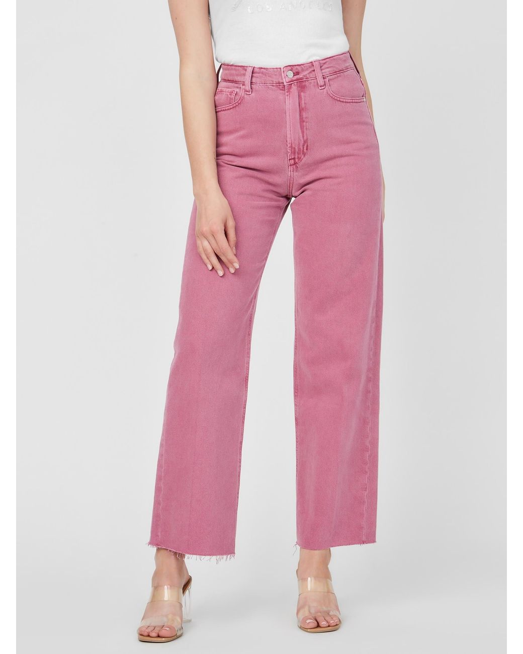 Guess Factory Darah Ultra High-rise Denim Jeans in Pink | Lyst