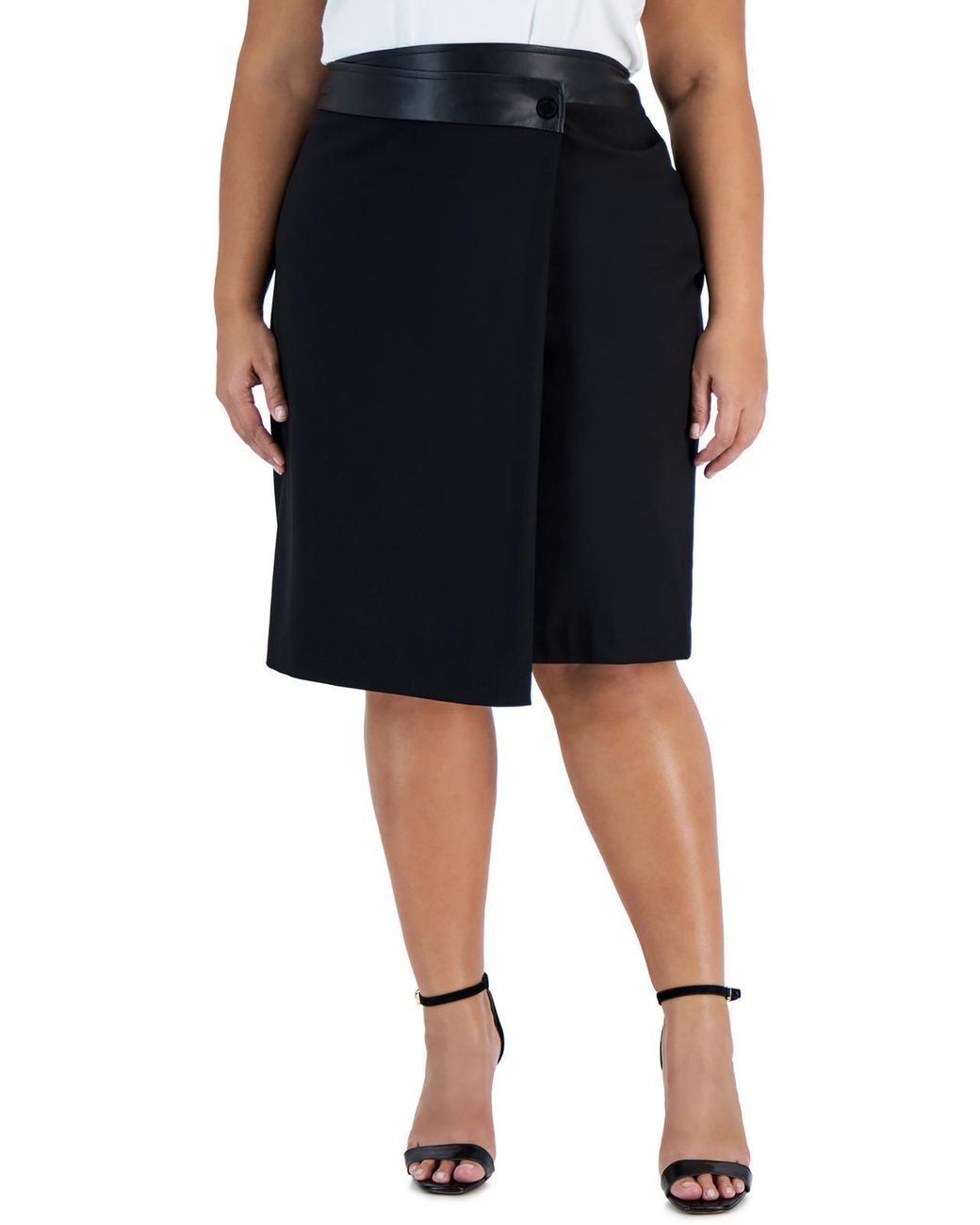 Womens leather clearance trim pencil skirt