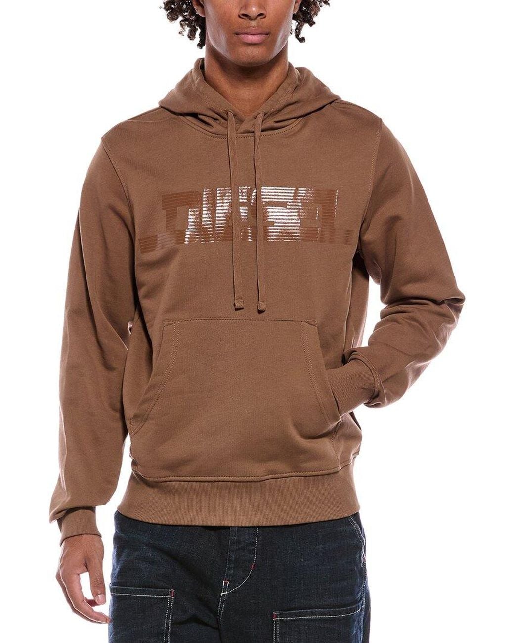 DIESEL Brown Solid Hoodie for men