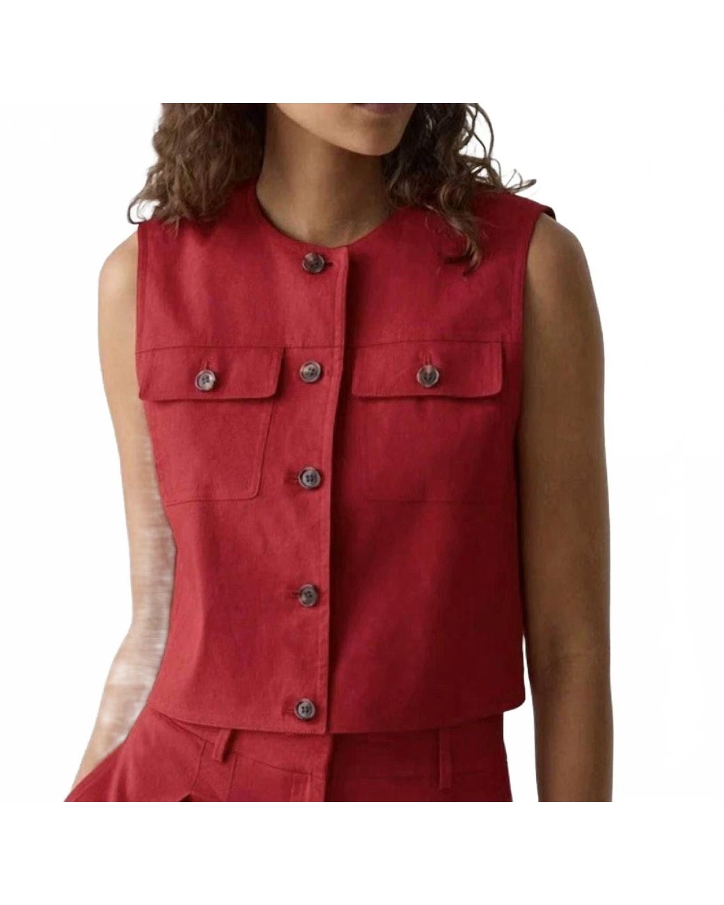 Theory Red Trucker Vest