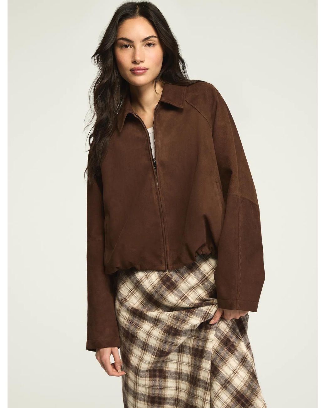 Lucky Brand Brown Suede Bubble Jacket