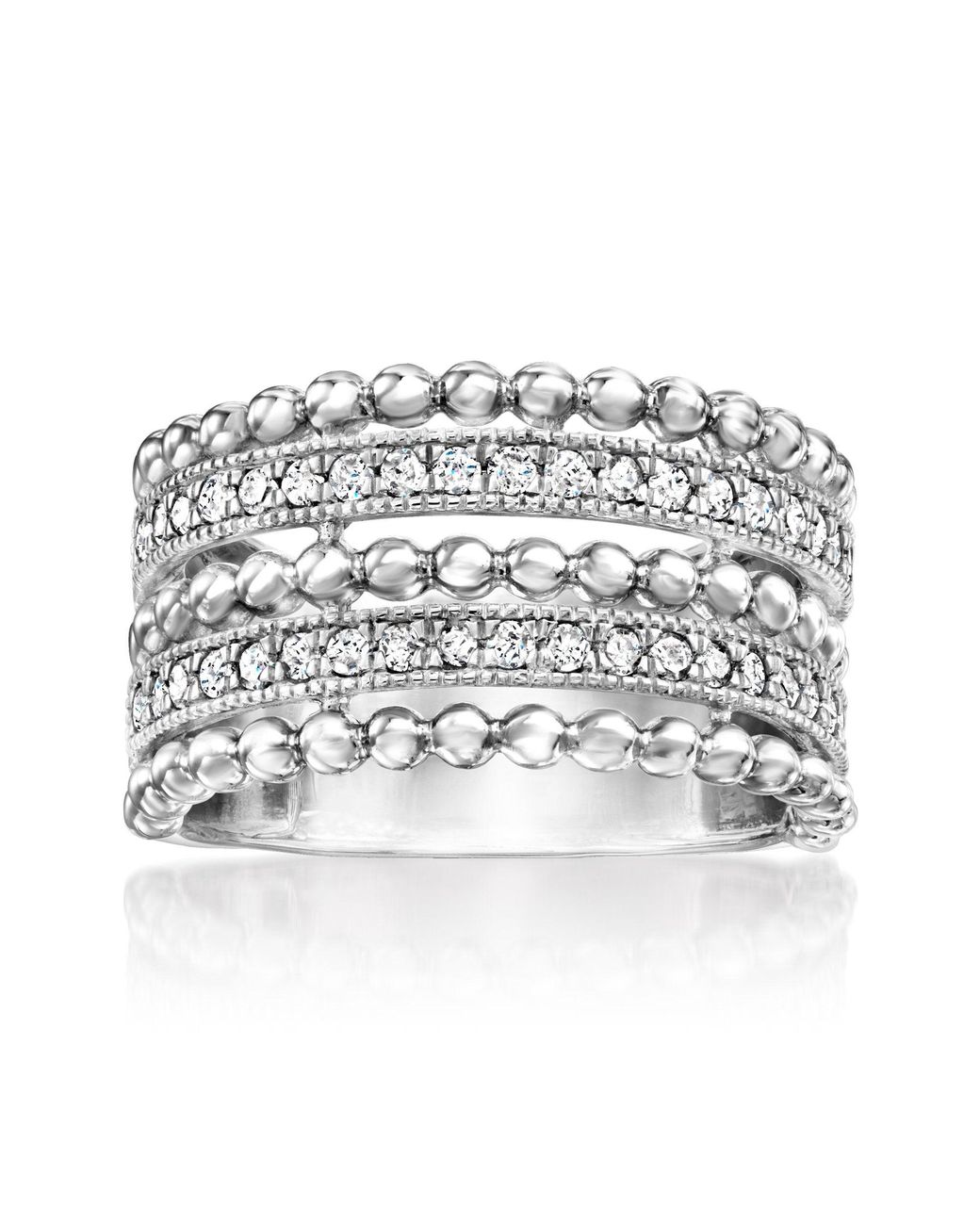 Ross-Simons Diamond Beaded Multi-Row Ring in White | Lyst