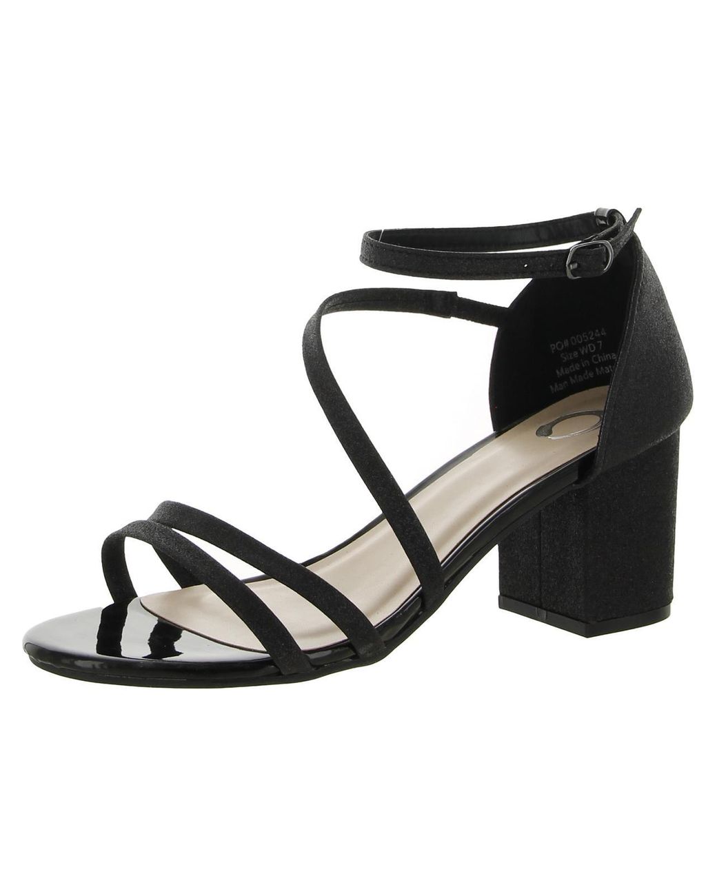Journee Collection Open Toe Ankle Strap Heels in Black | Lyst