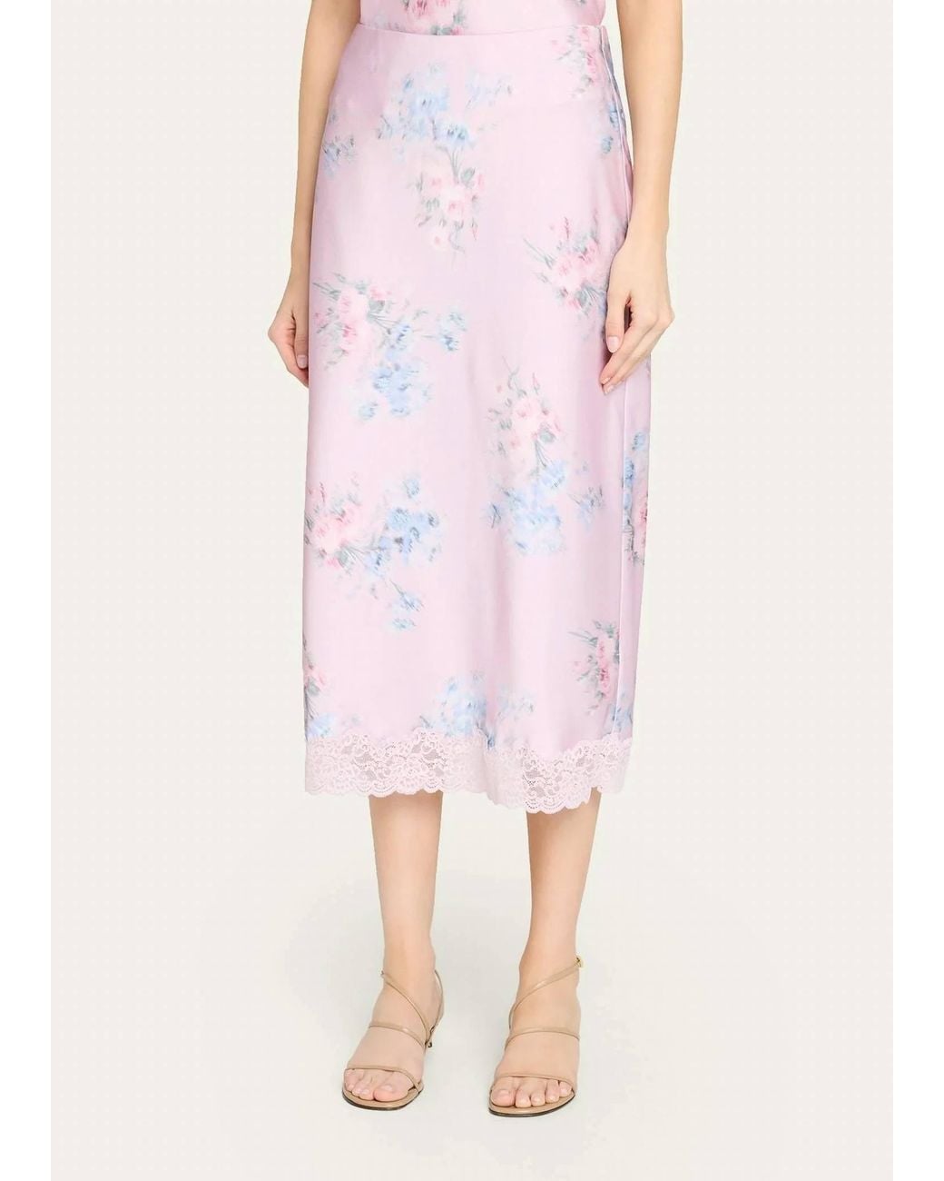 LoveShackFancy Pink Janella Midi Skirt