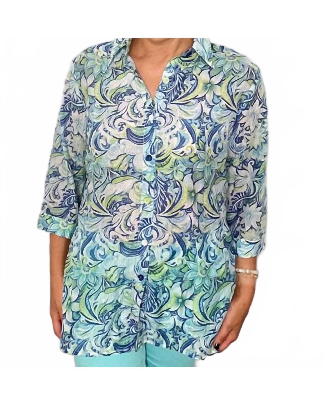 Ethyl Blue Lightweight Summer Print Top