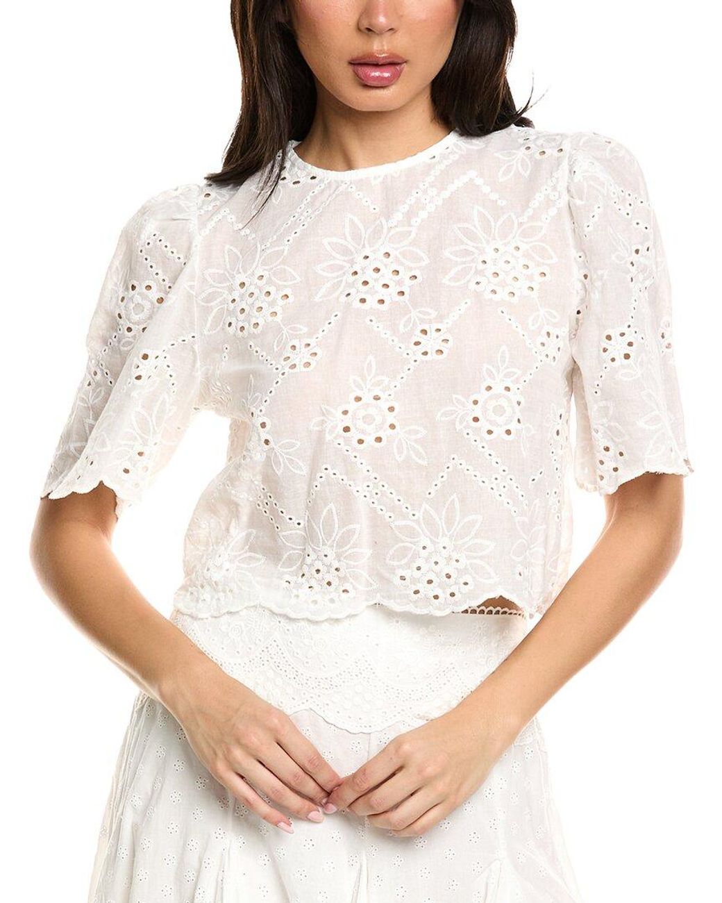 Estellina Natural Eyelet Top