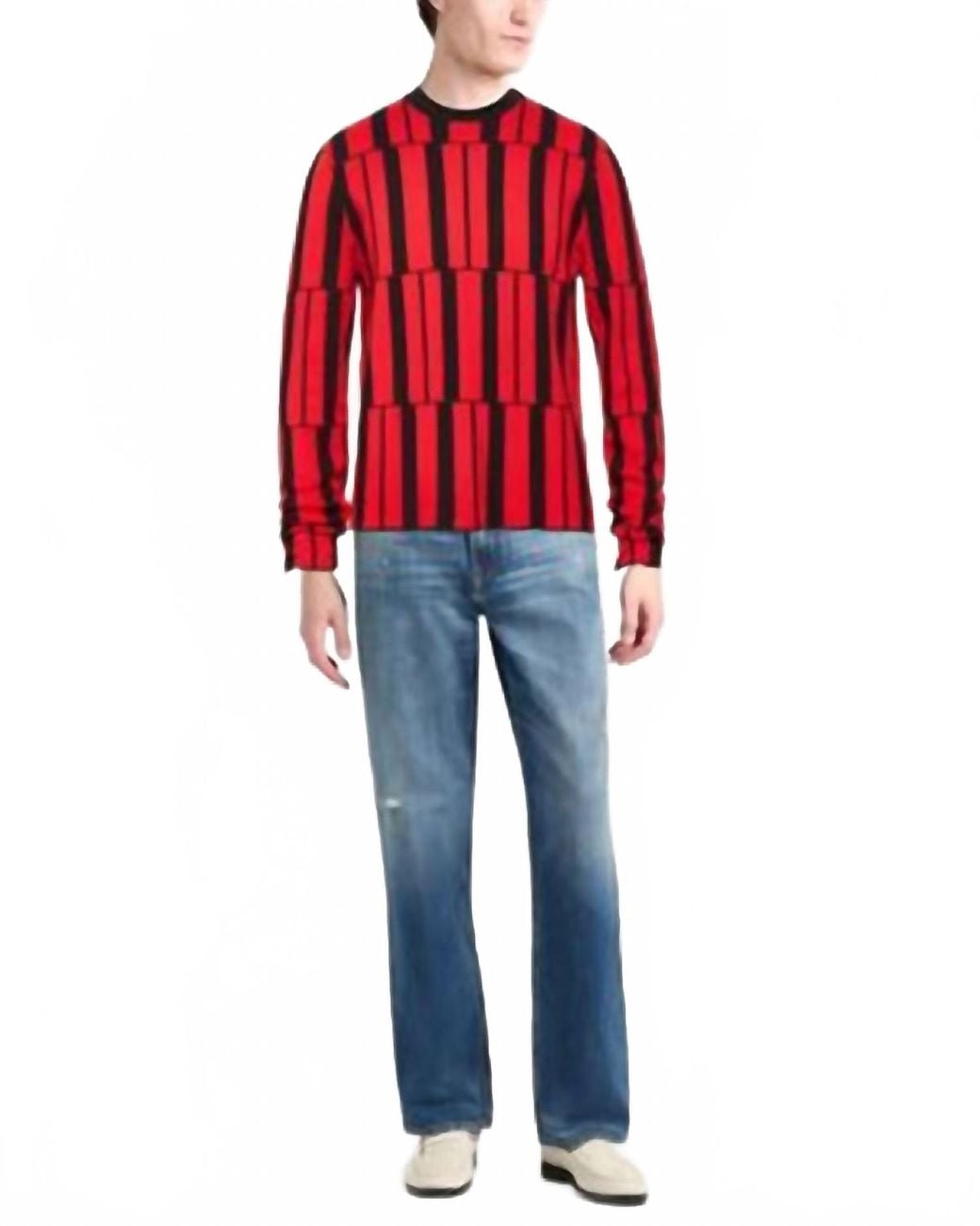 Ferragamo Red Geometric Pattern Sweater for men