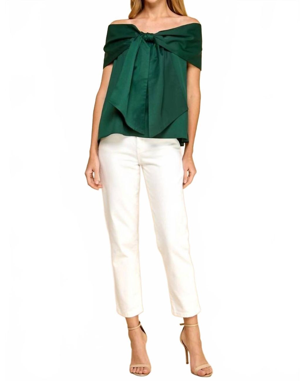 TCEC Green Bianca Off-Shoulder Top