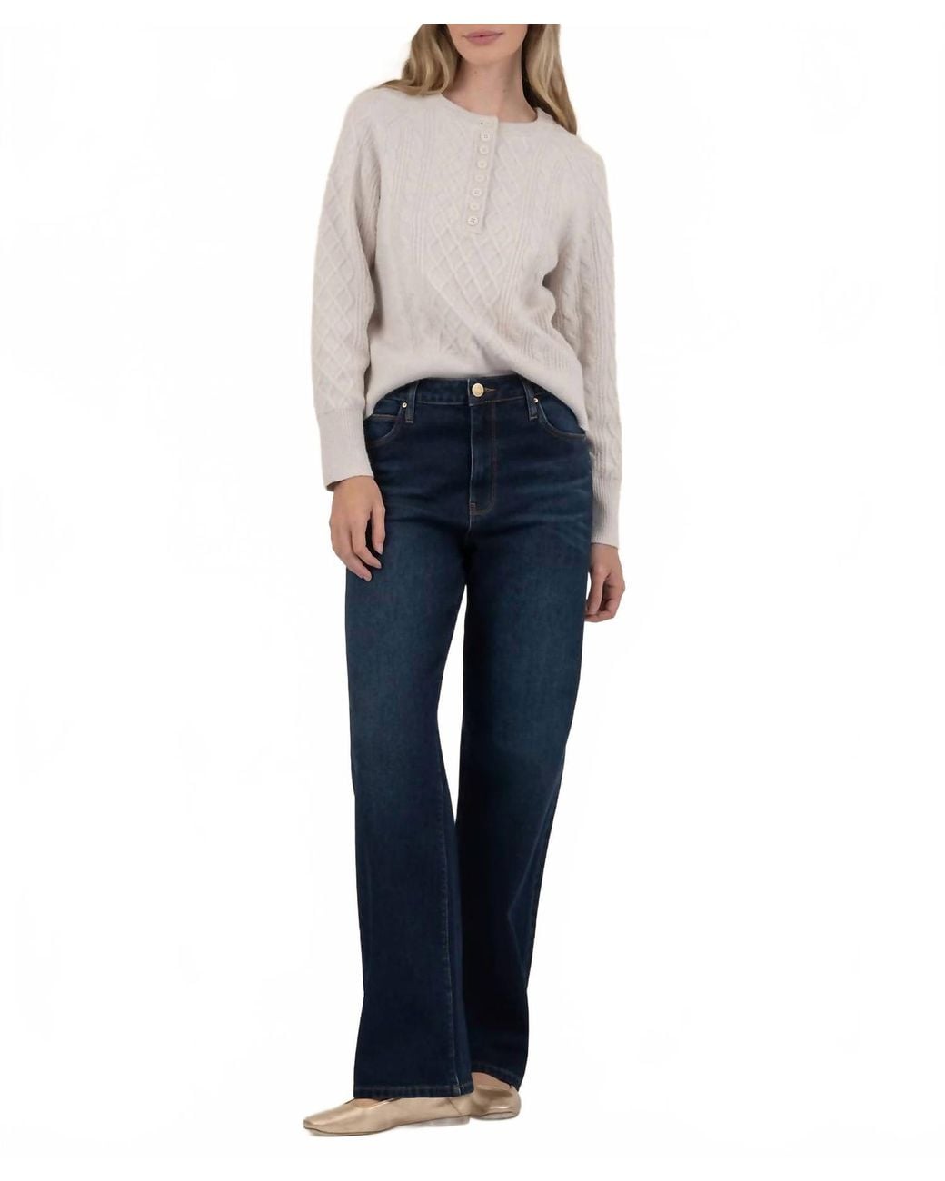 Kut From The Kloth Blue Lacy Front Button Sweater