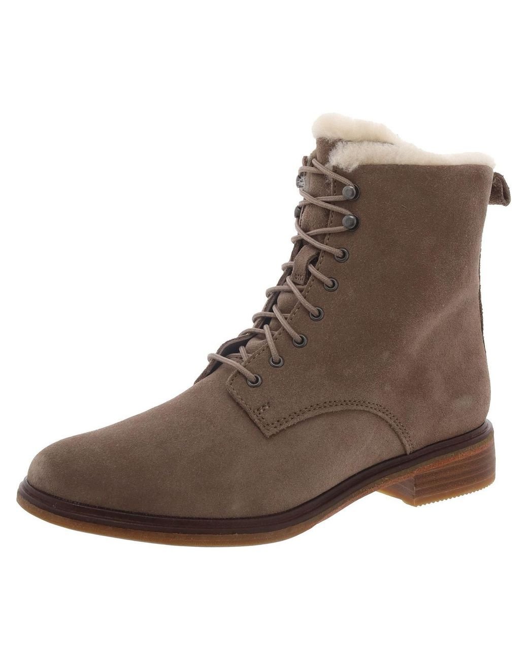 Clarks Clarkdale Lace Suede Faux Fur Lined Ankle Boots in Brown Lyst