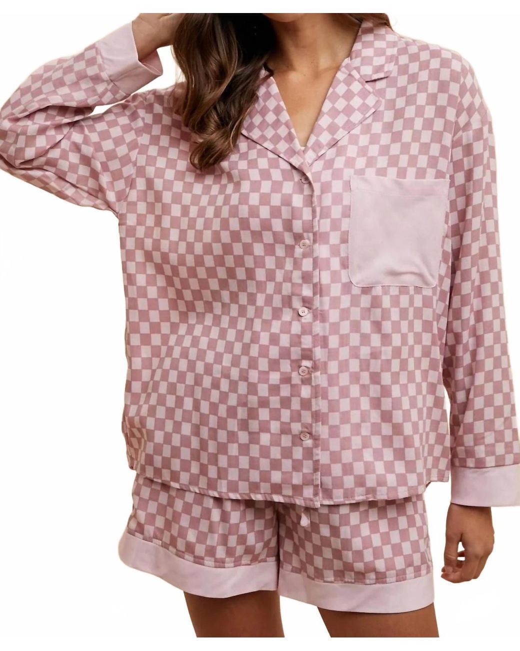 Anniewear Pink Checkered Pajama Set