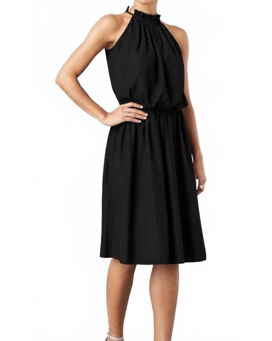 Lola & Sophie Halter Satin Dress in Black | Lyst