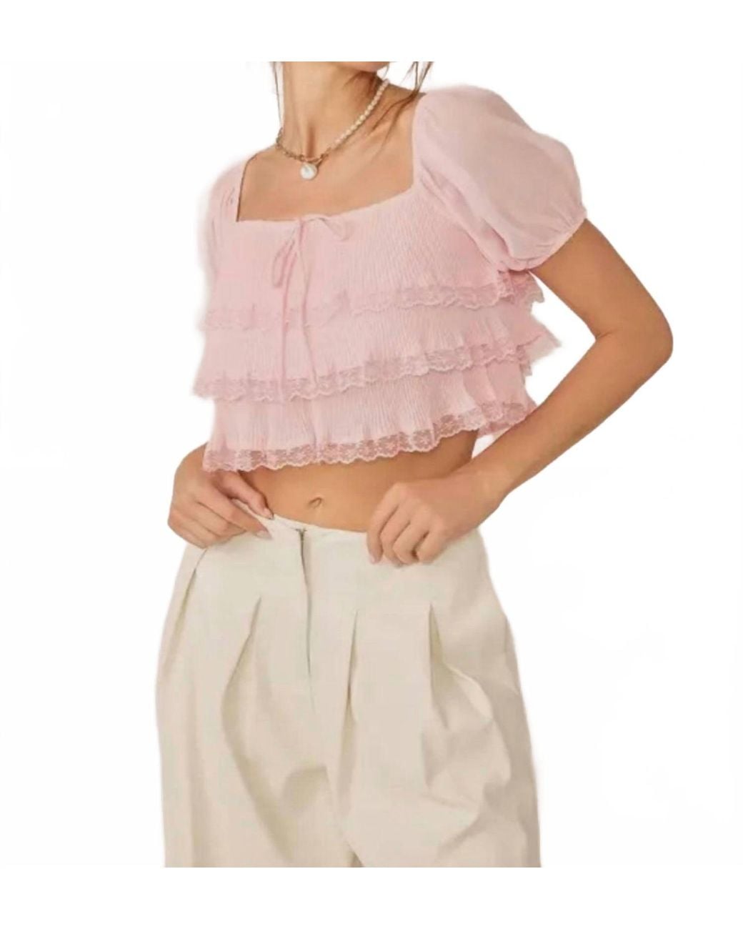 Idem Ditto Pink Lindsay Square Neck Top