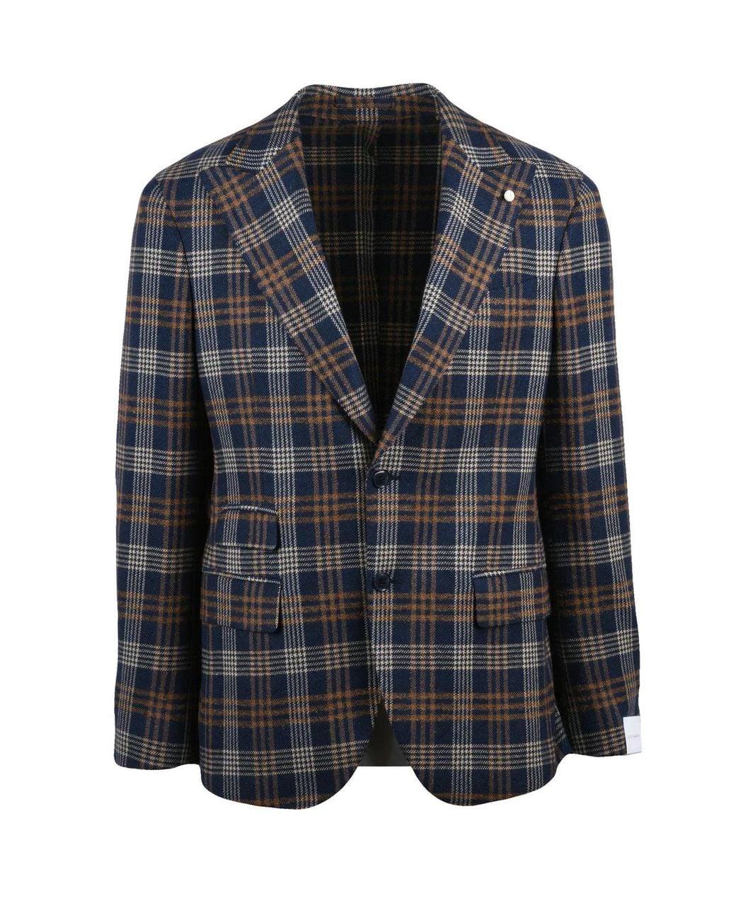 Luigi Bianchi Black Rounded Plaid Jacket for men