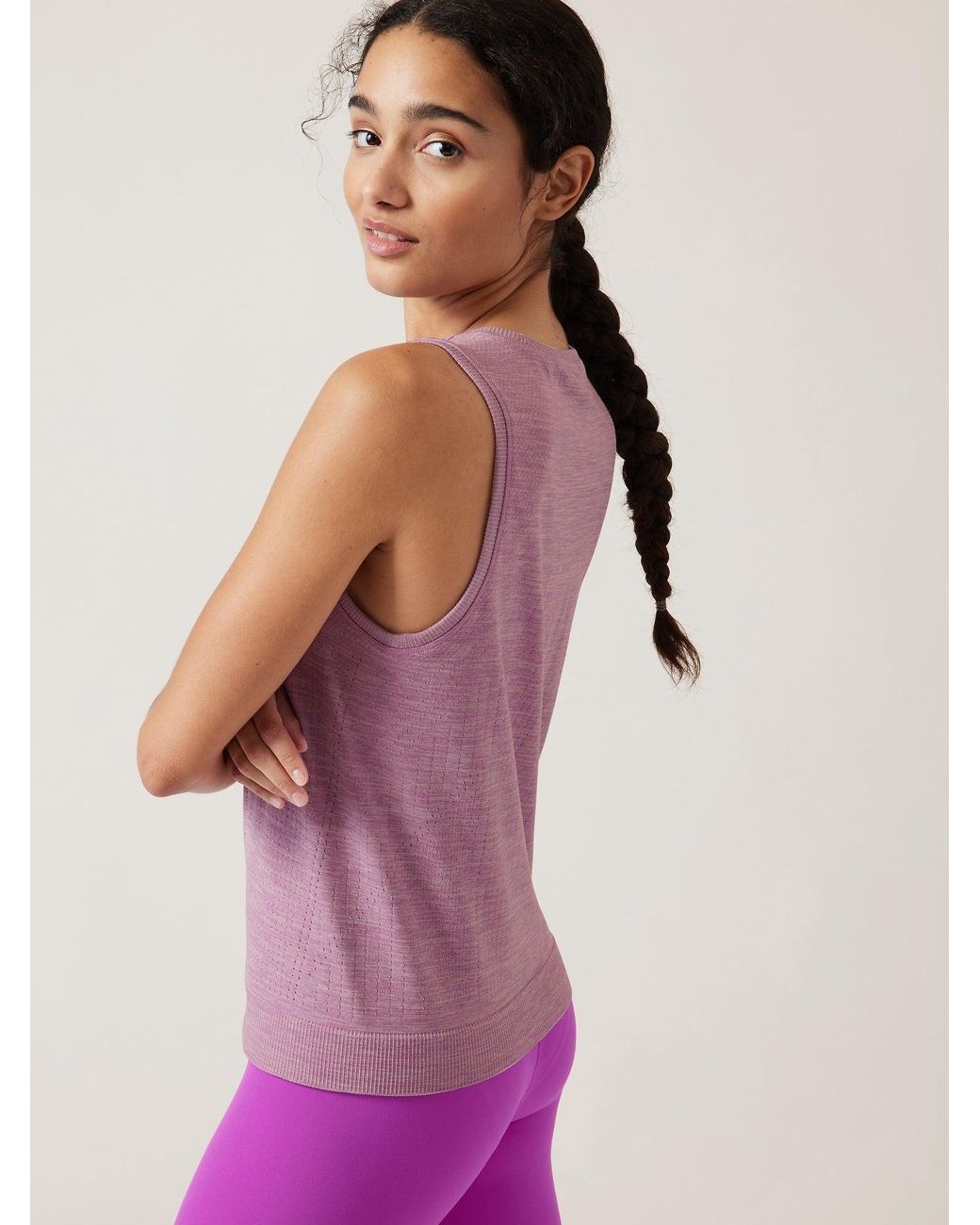 ATHLETA Purple A-C Garment Dyed Conscious Crop Yoga Tank Top #599206 NWT! XL