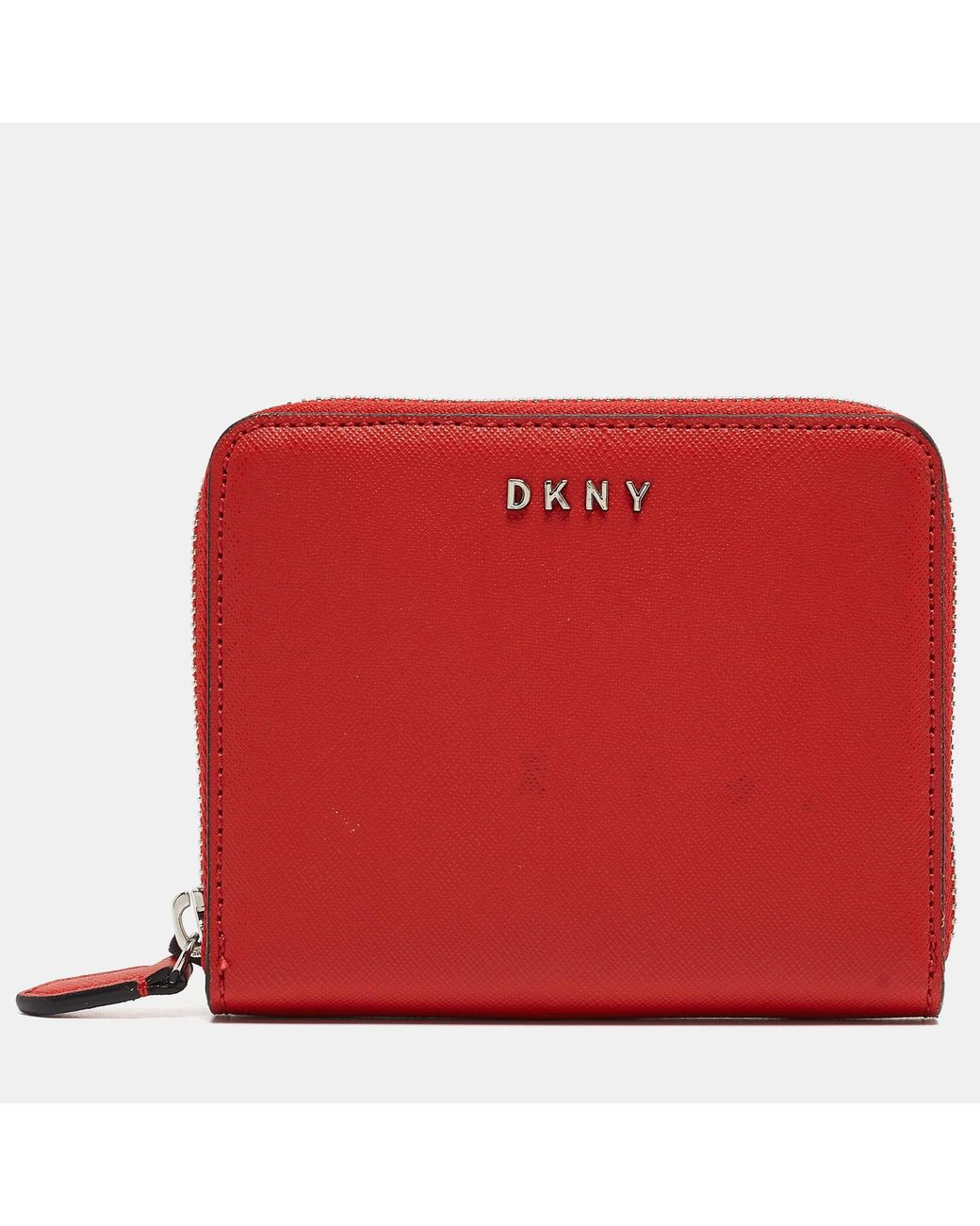 DKNY Leather Vela Zip Around Wallet in Red Lyst
