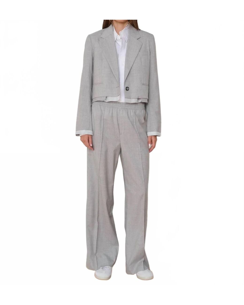 WE-AR4 Gray Bar Cropped Blazer