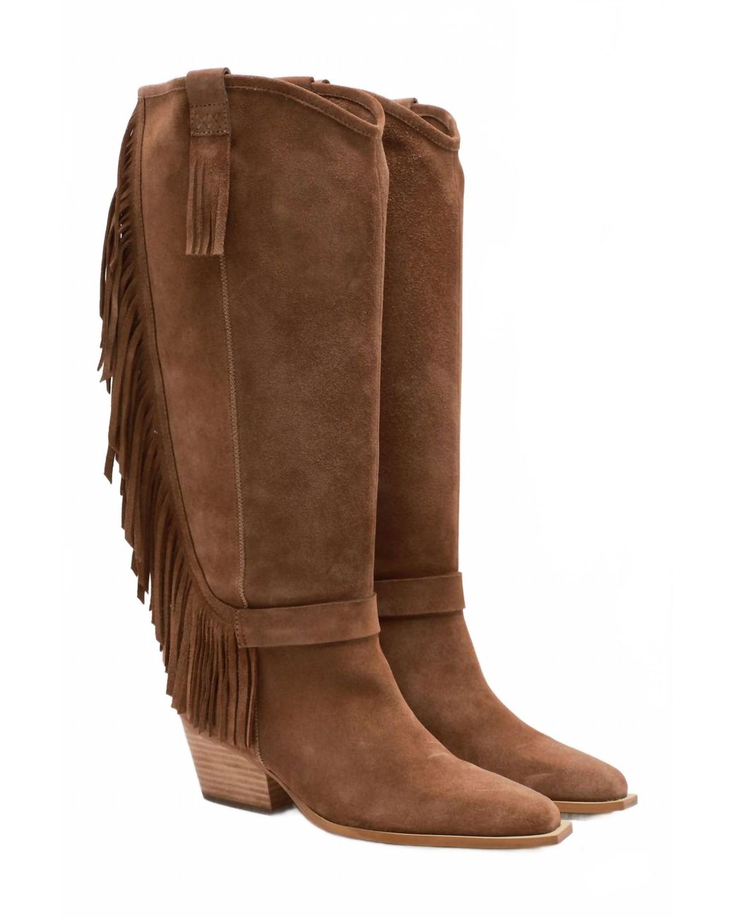 Free People Faith Fringe Boots in Brown | Lyst