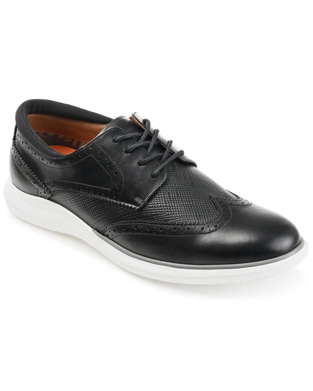 Thomas & Vine Black Savage Embossed Wingtip Derby for men