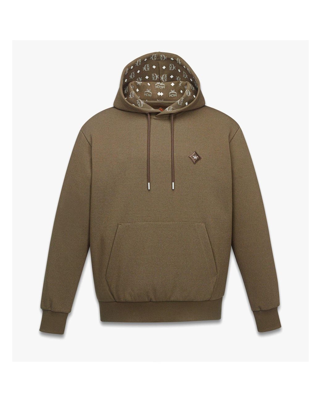 MCM Green Essential Logo Patch Ponte Hoodie for men