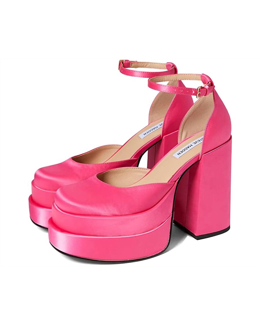 Steve Madden 's Charlize Satin Stacked Platform Block Heel in Pink | Lyst