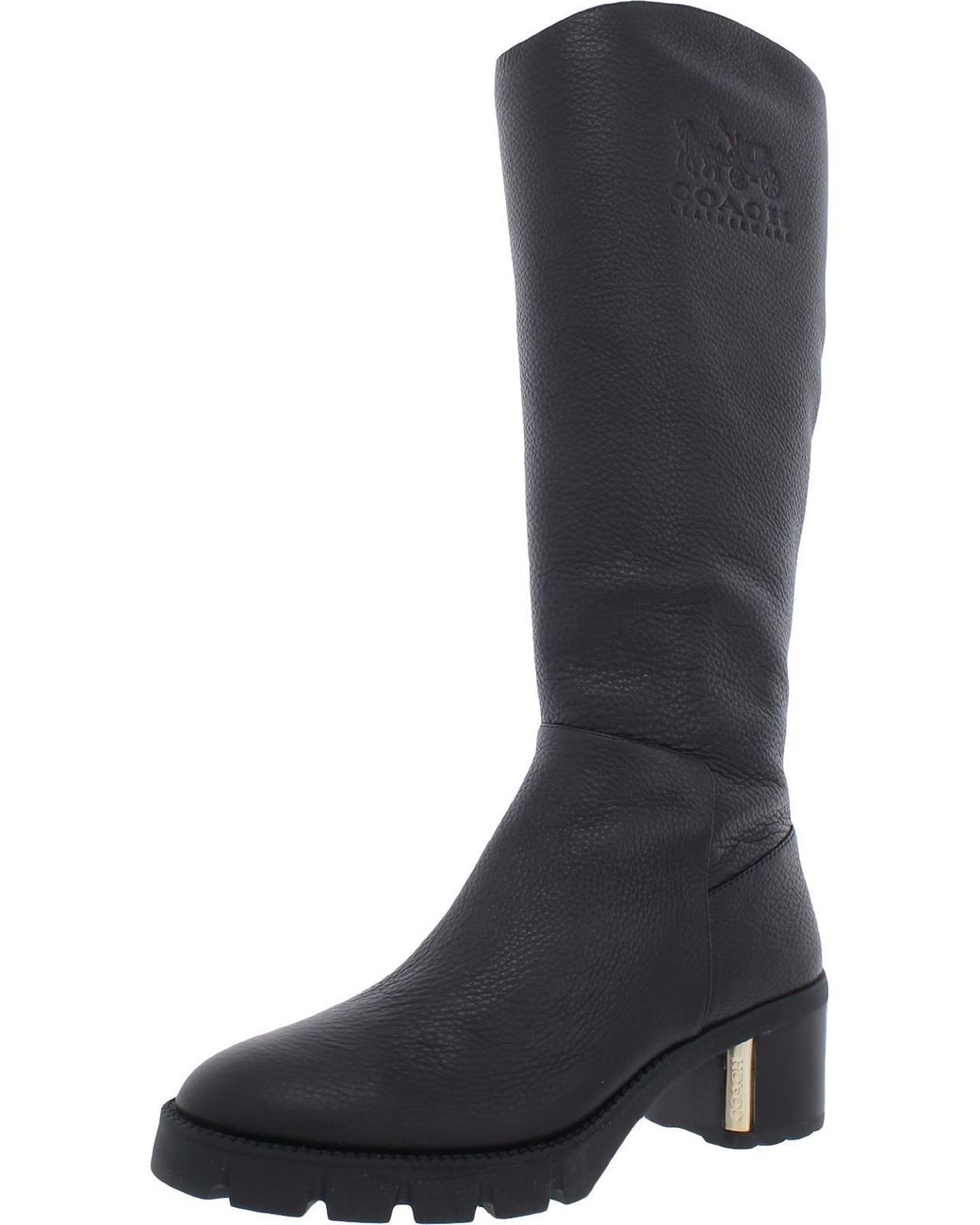 COACH Cindy Leather Casual Kneehigh Boots in Black Lyst