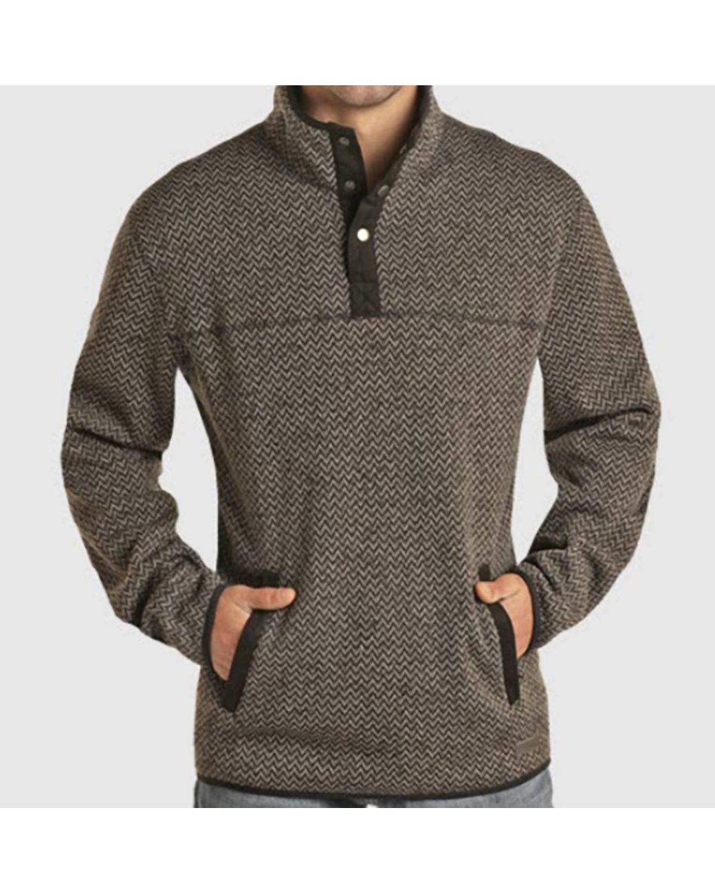 Powder River Brown Melange Henley Pullover for men