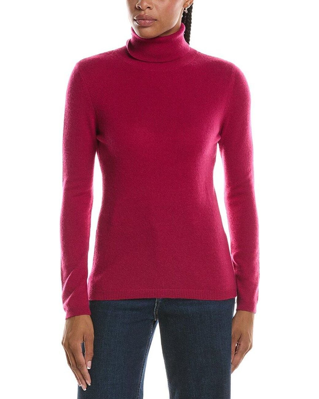 Forte Red Basic Turtleneck 100% Cashmere Pullover