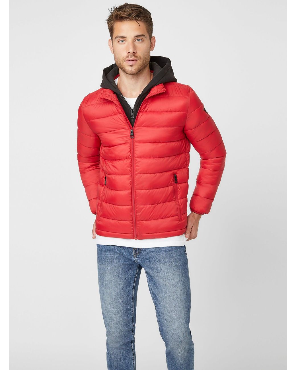 Guess Factory Hampton Puffer Jacket in Red for Men | Lyst