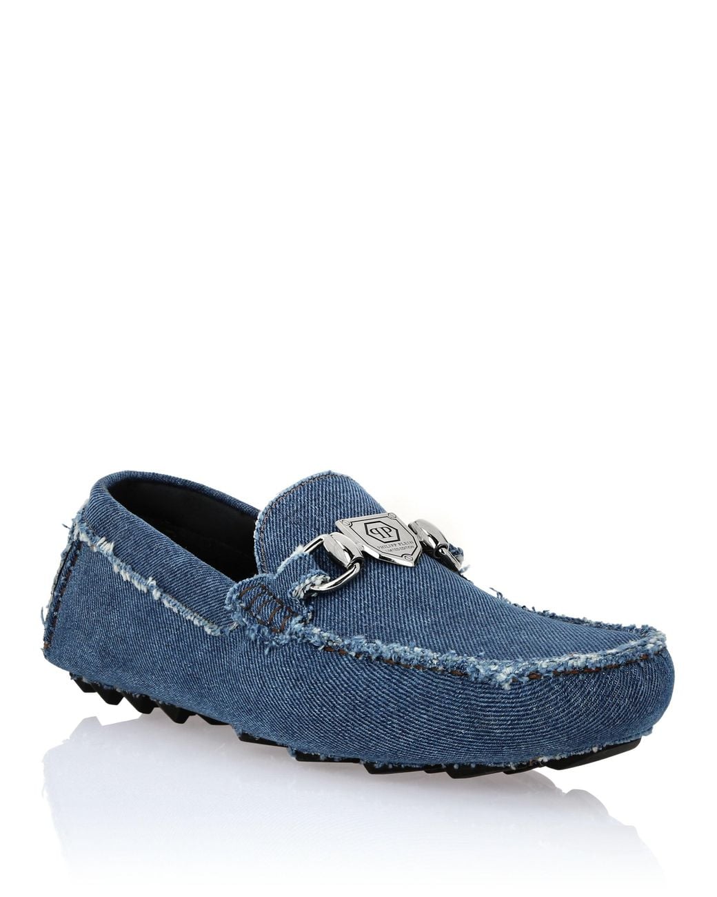 Philipp Plein Blue Driver Denim Moccasins for men