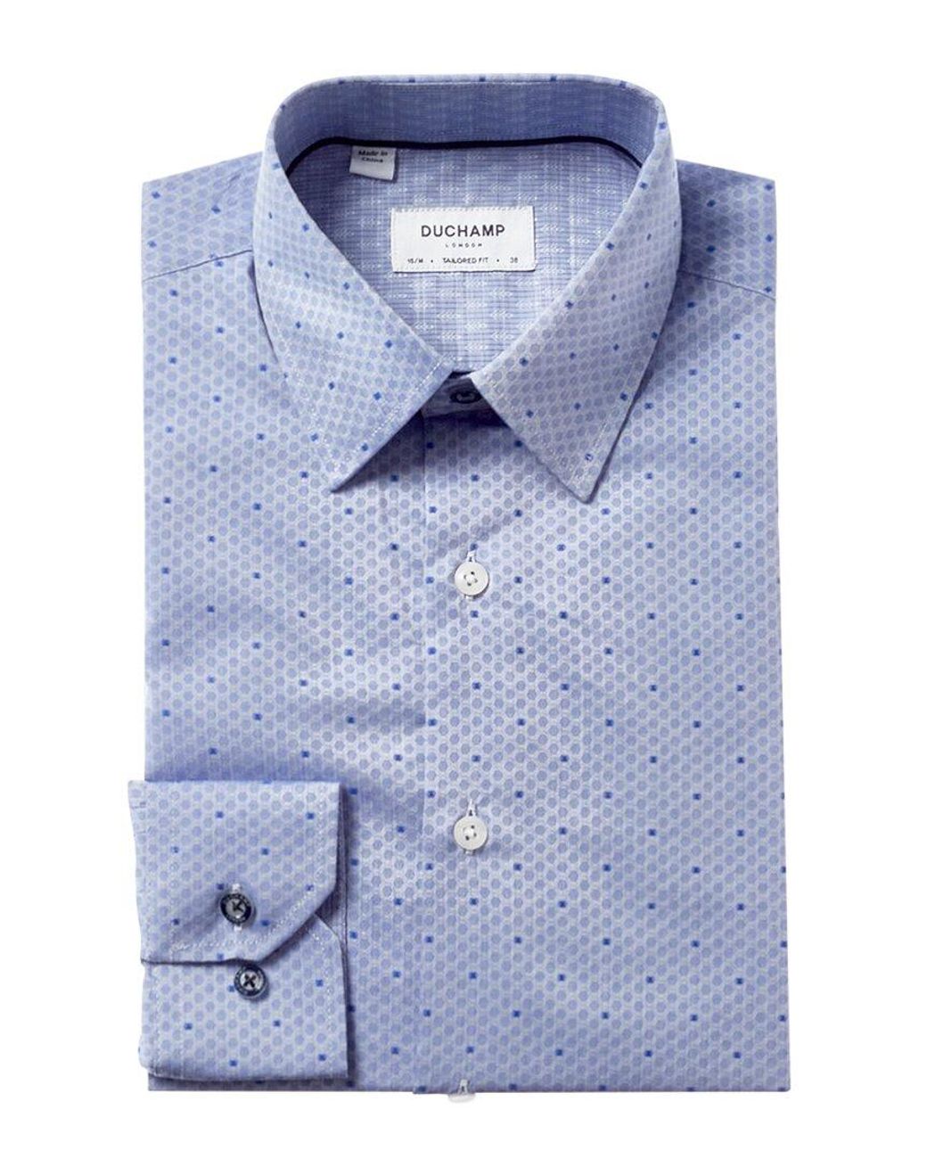 Duchamp Cotton Mens Tailored Fit Dress Shirt in Blue for Men | Lyst