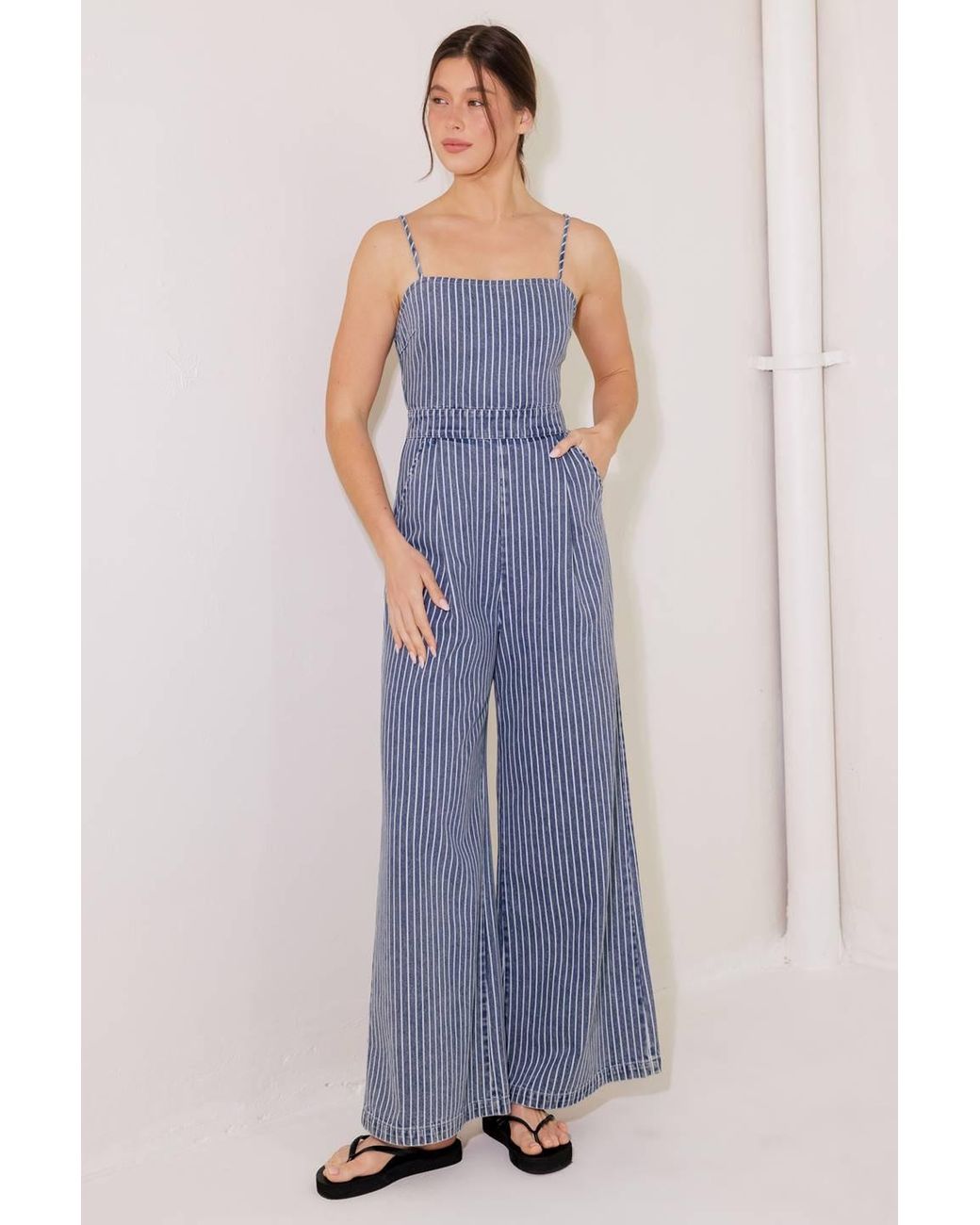 TRUEDAMES Blue Begin Again Denim Jumpsuit