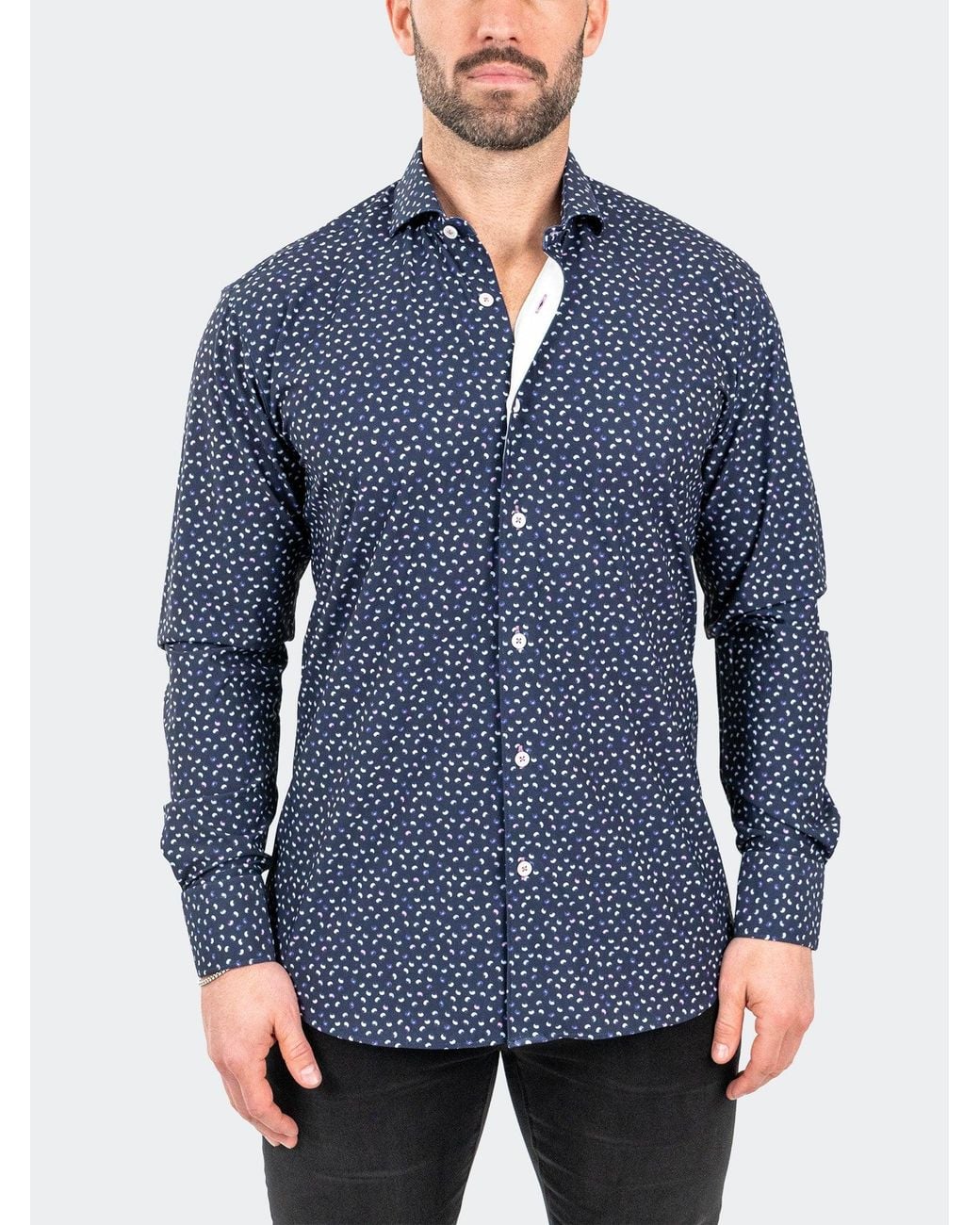 Maceoo Blue Einstein Stretchmicropaisley for men