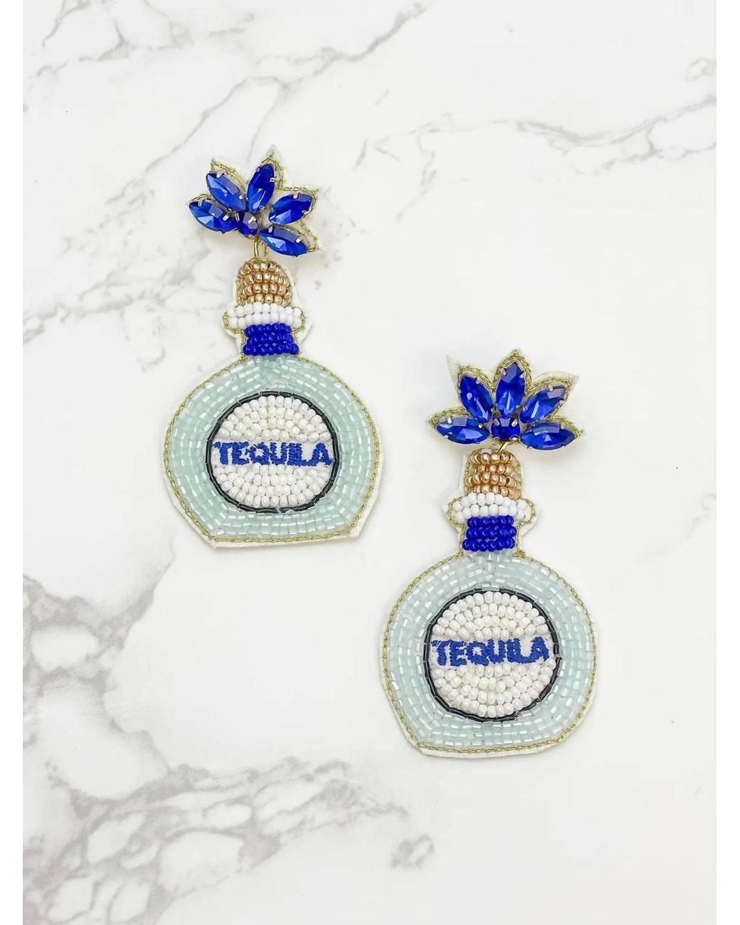 PREP obsessed Blue Tequila Beaded Earrings