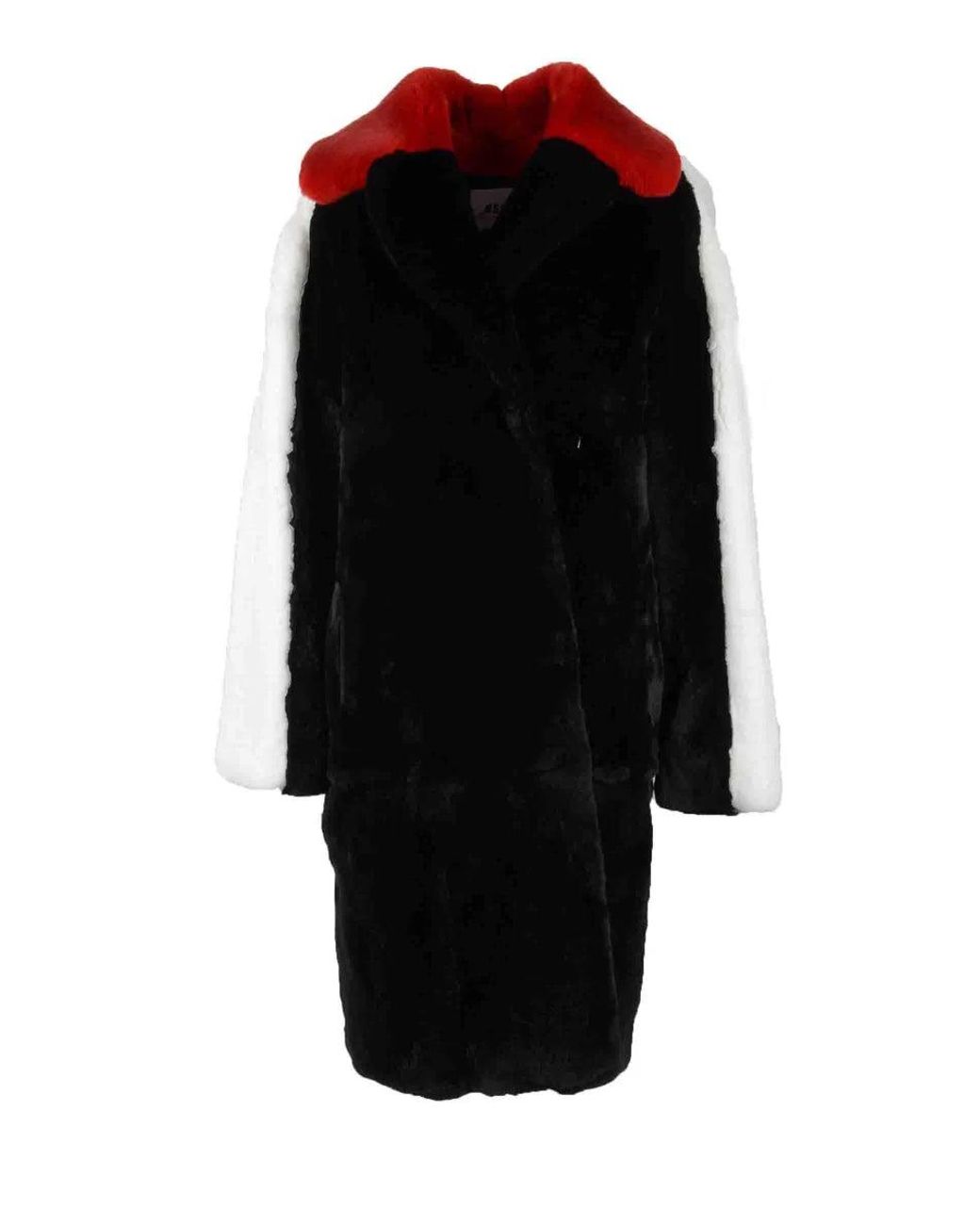 MSGM Black Rex Lapin Fur Coat