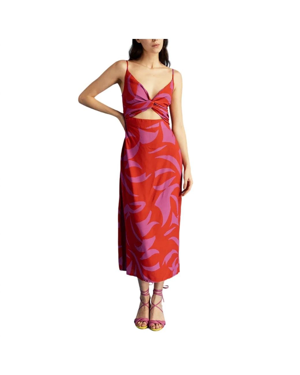 Cala De La Cruz Sabina Midi Dress in Red | Lyst