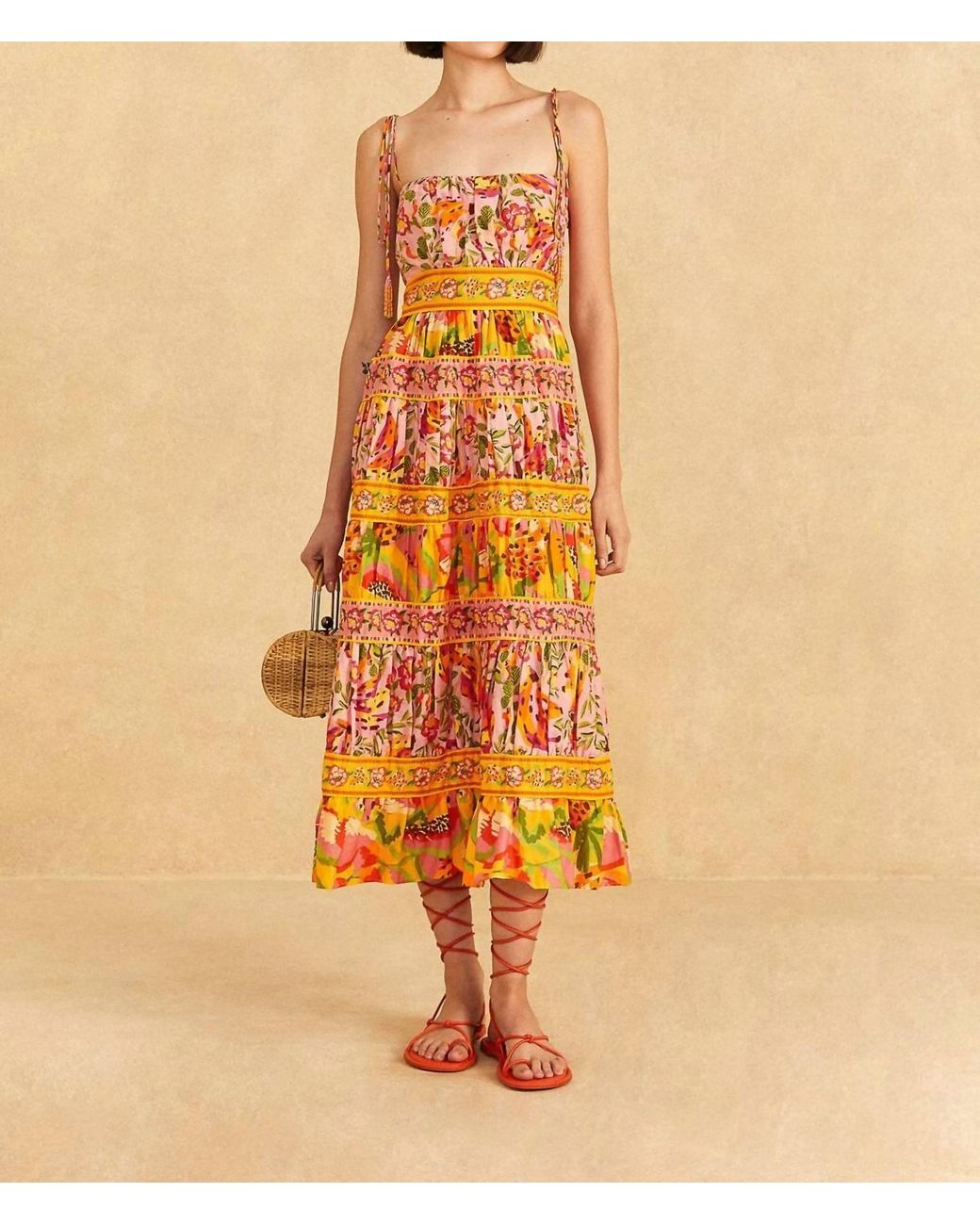 FARM Rio Mixed Fruits Paradise Midi Dress in Orange Lyst