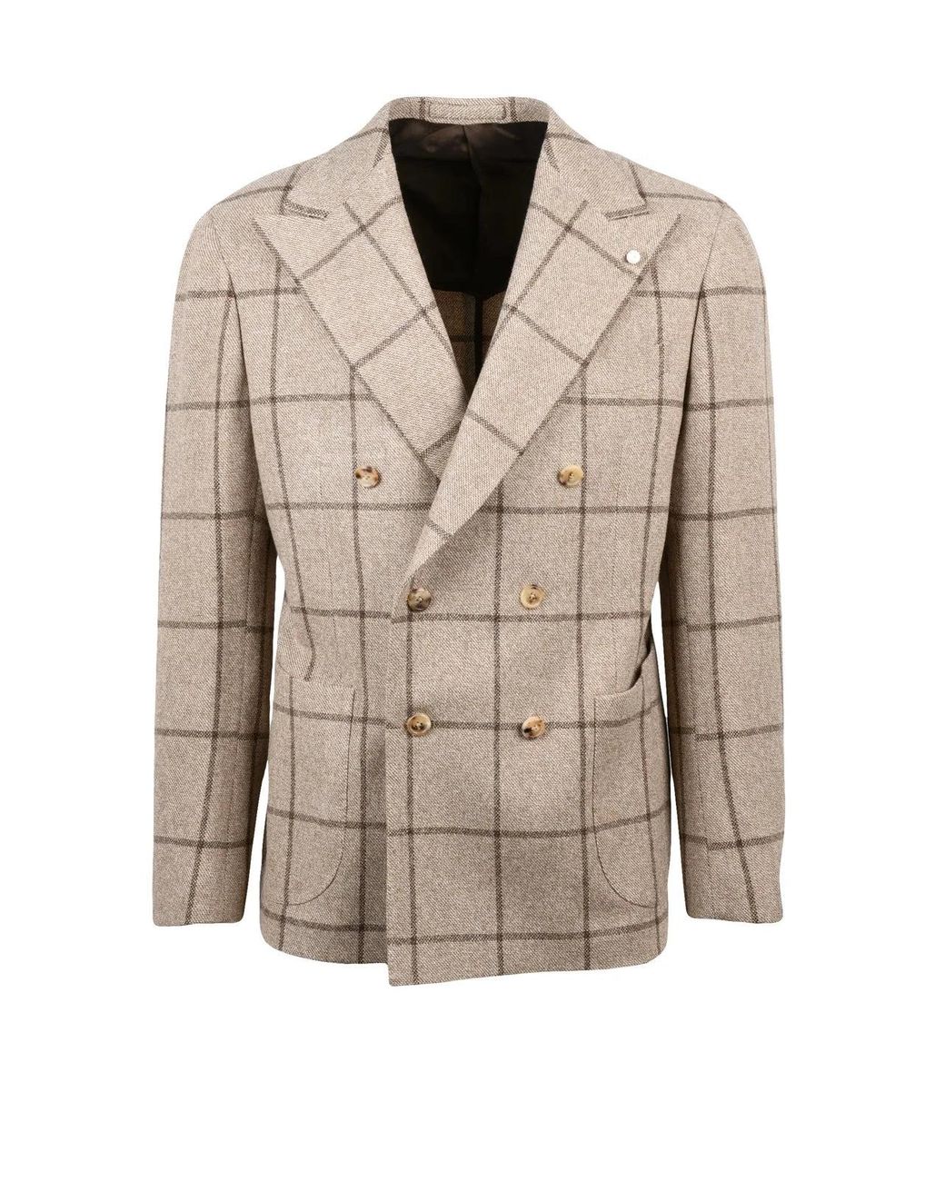 Luigi Bianchi Natural Double-Breasted Jacket for men