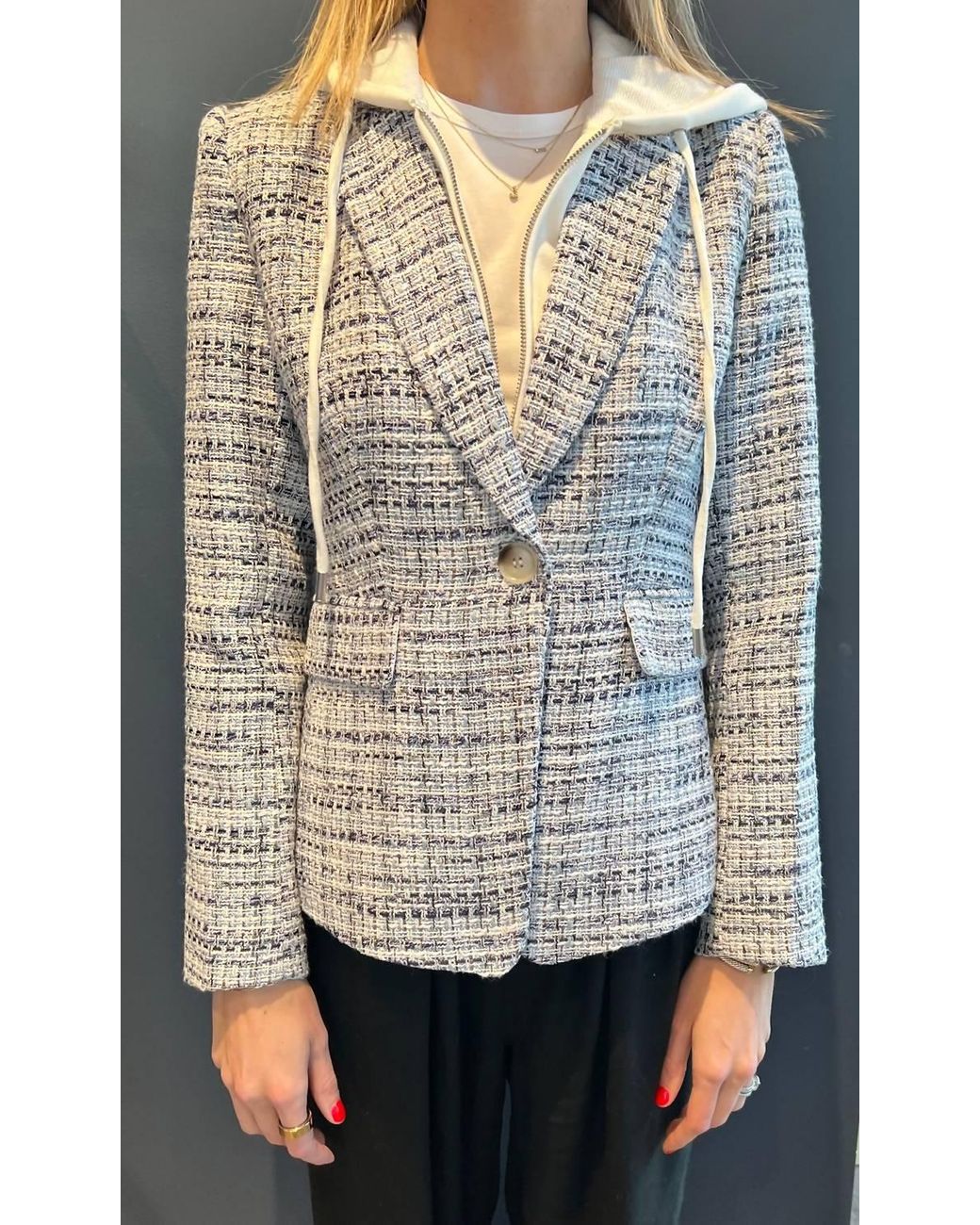 Central Park West Cooper Tweed Dickie Blazer in Gray Lyst