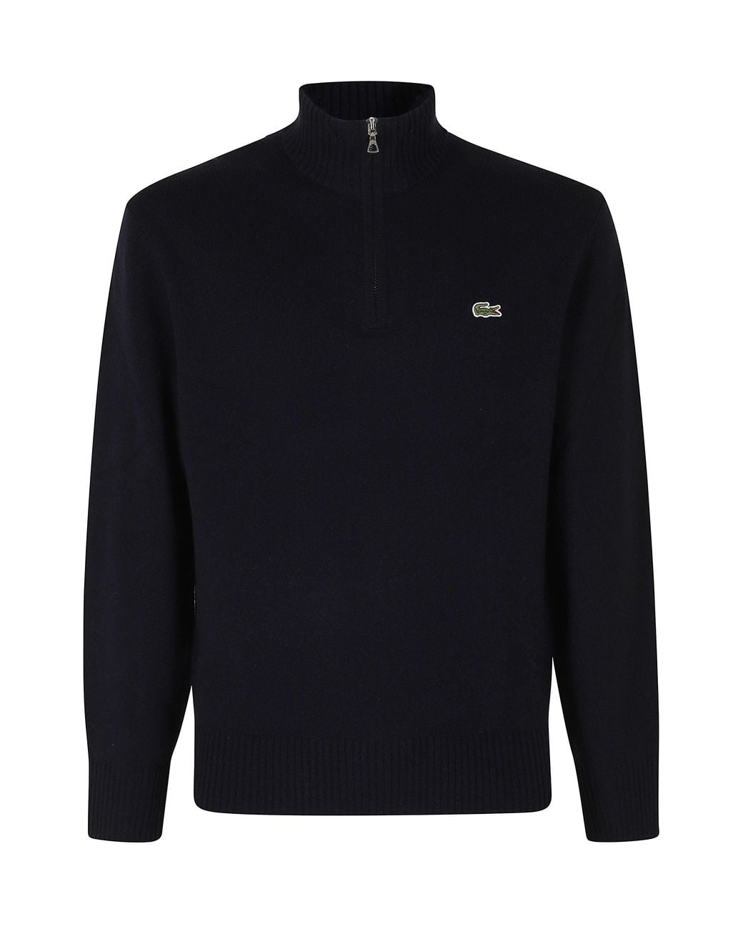 Lacoste Blue High Collar Zip Wool Pullover for men
