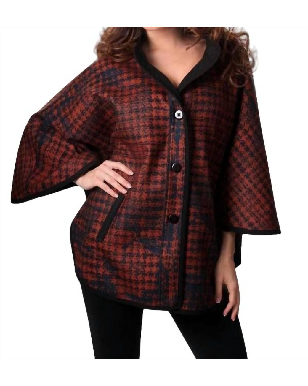 Angel Red Houndstooth Cocoon Cape