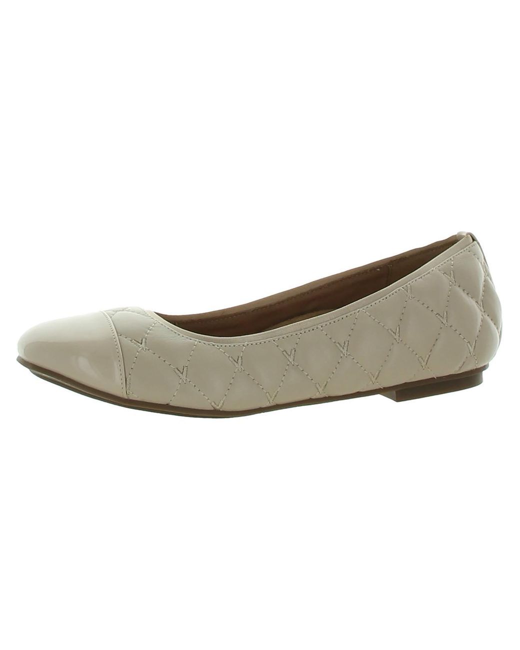 Vionic Desiree Leather Quilted Ballet Flats in Gray Lyst
