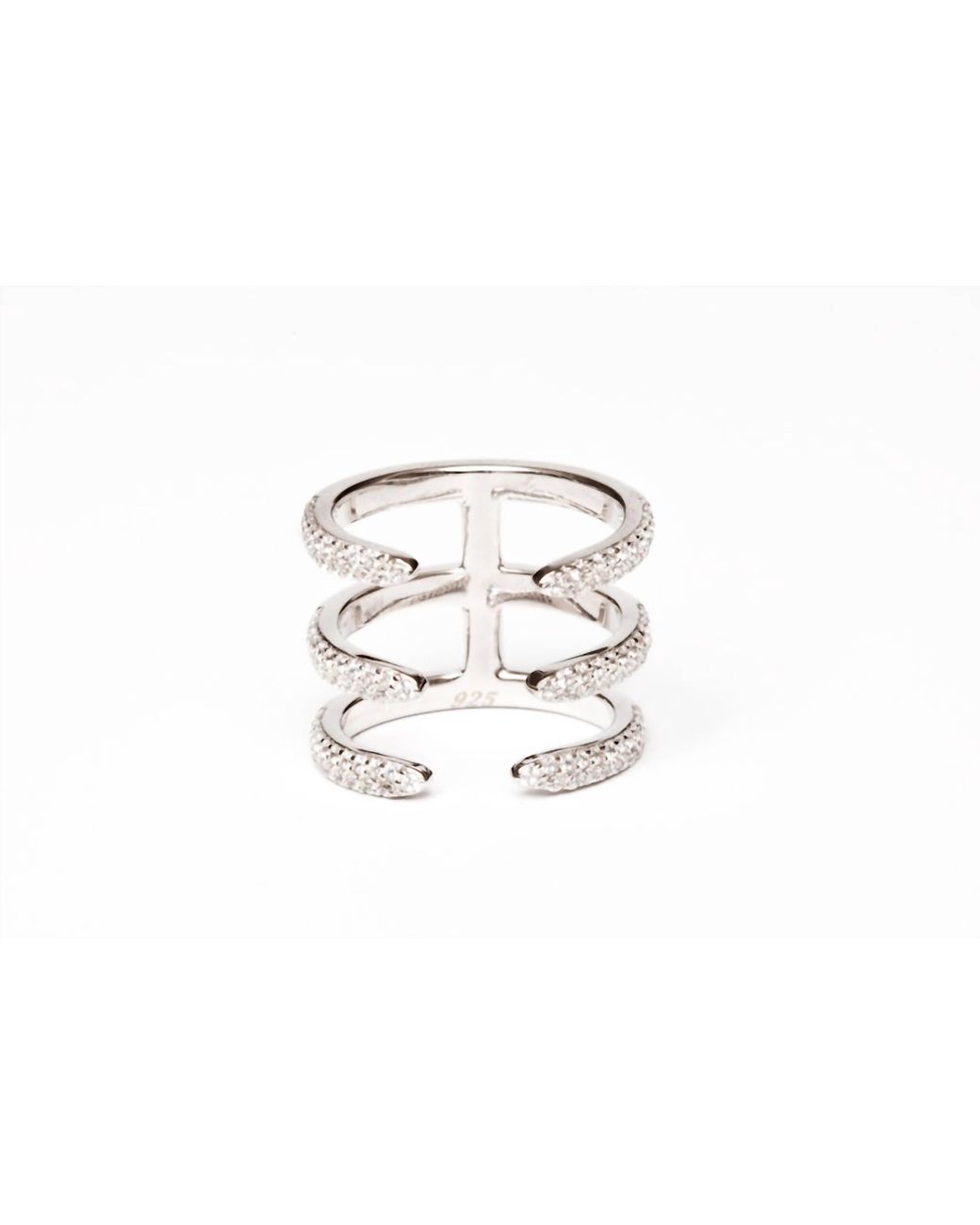 Avenue Chic Black Three Line Cz Cuff Ring