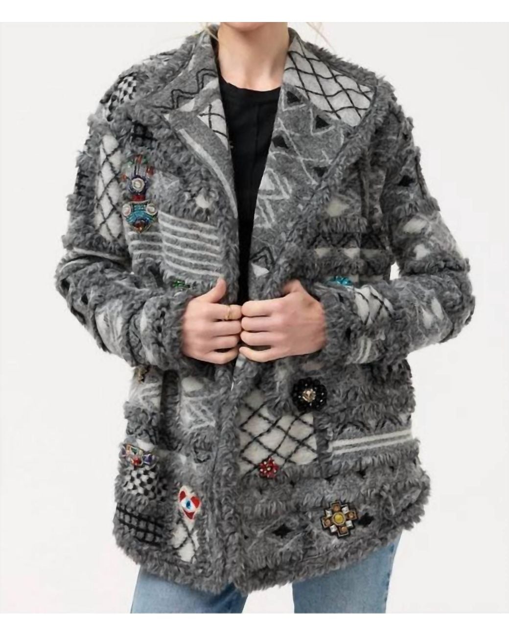 Johnny Was Gray Patchwork Jacket