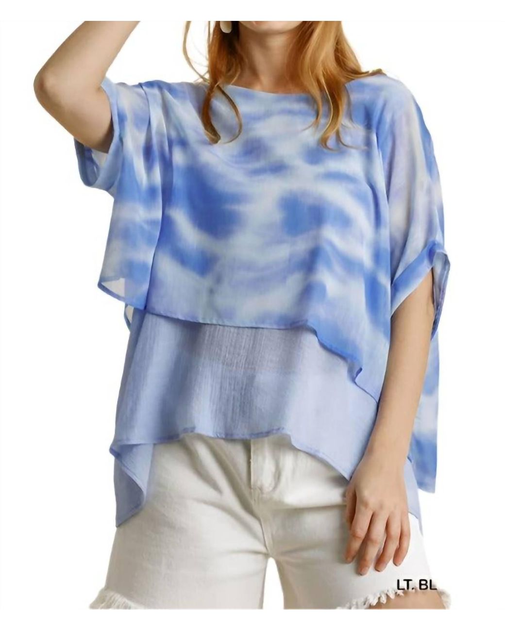 Umgee Blue Tie Dye Layered Top