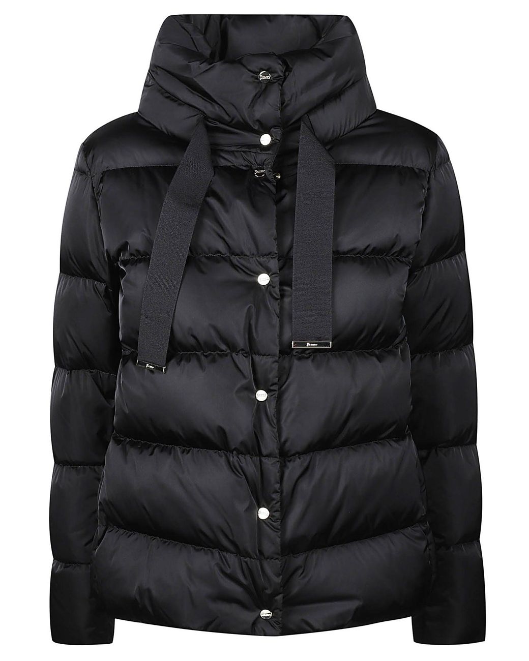 Herno Black Down Cape Polyester Puffer Cape